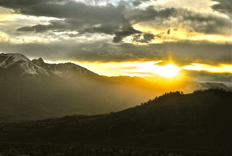 Solstice sunset in Colorado.